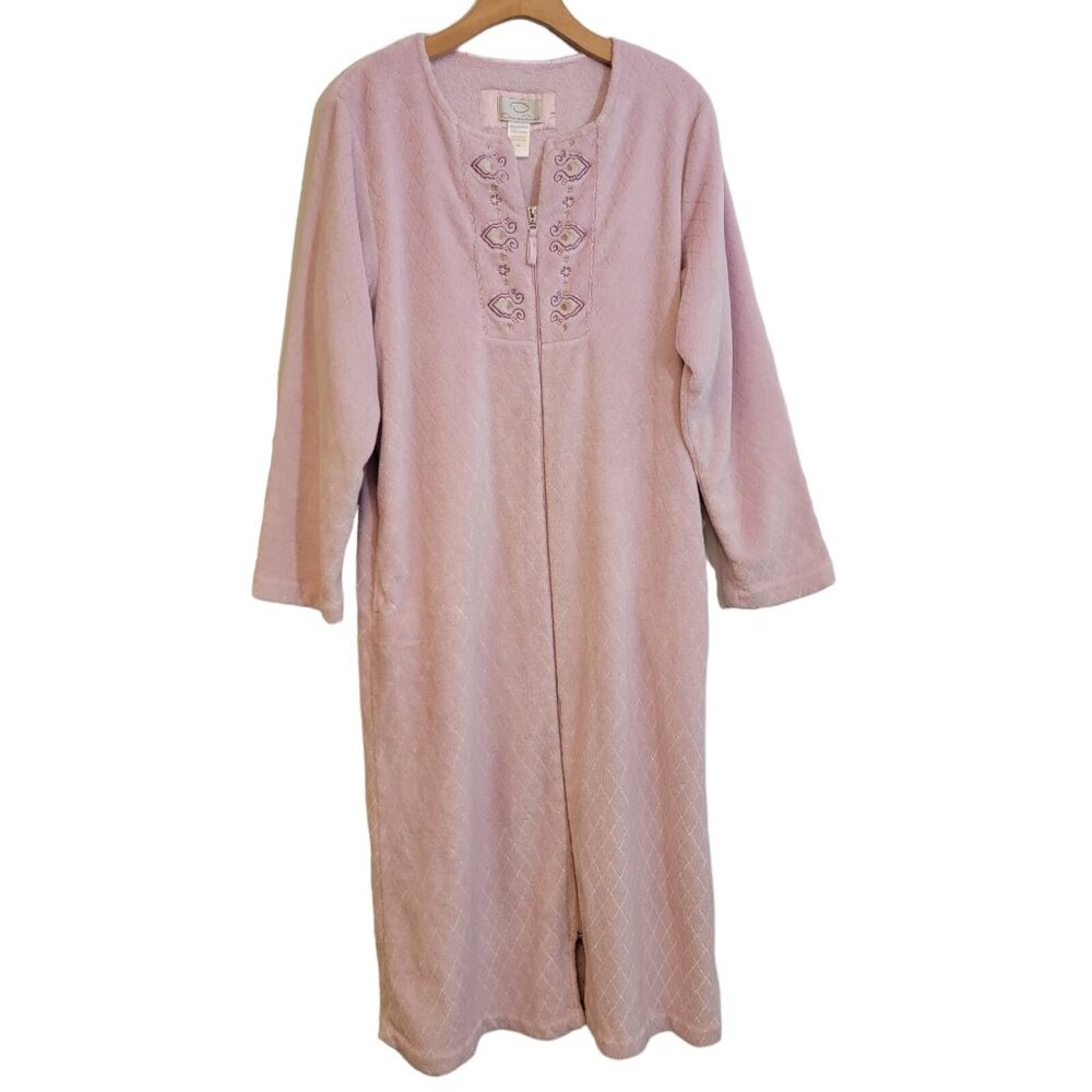 Vintage Baby Pink White Label Oscar De La Renta Robe Size S/M Pockets